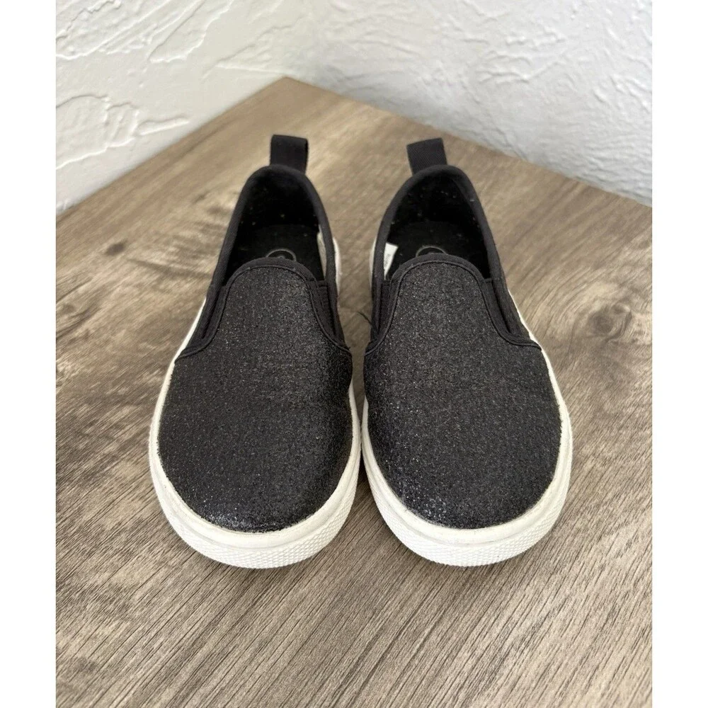 Cat & Jack Toddler Girl Black Glittery Shoes Size 6